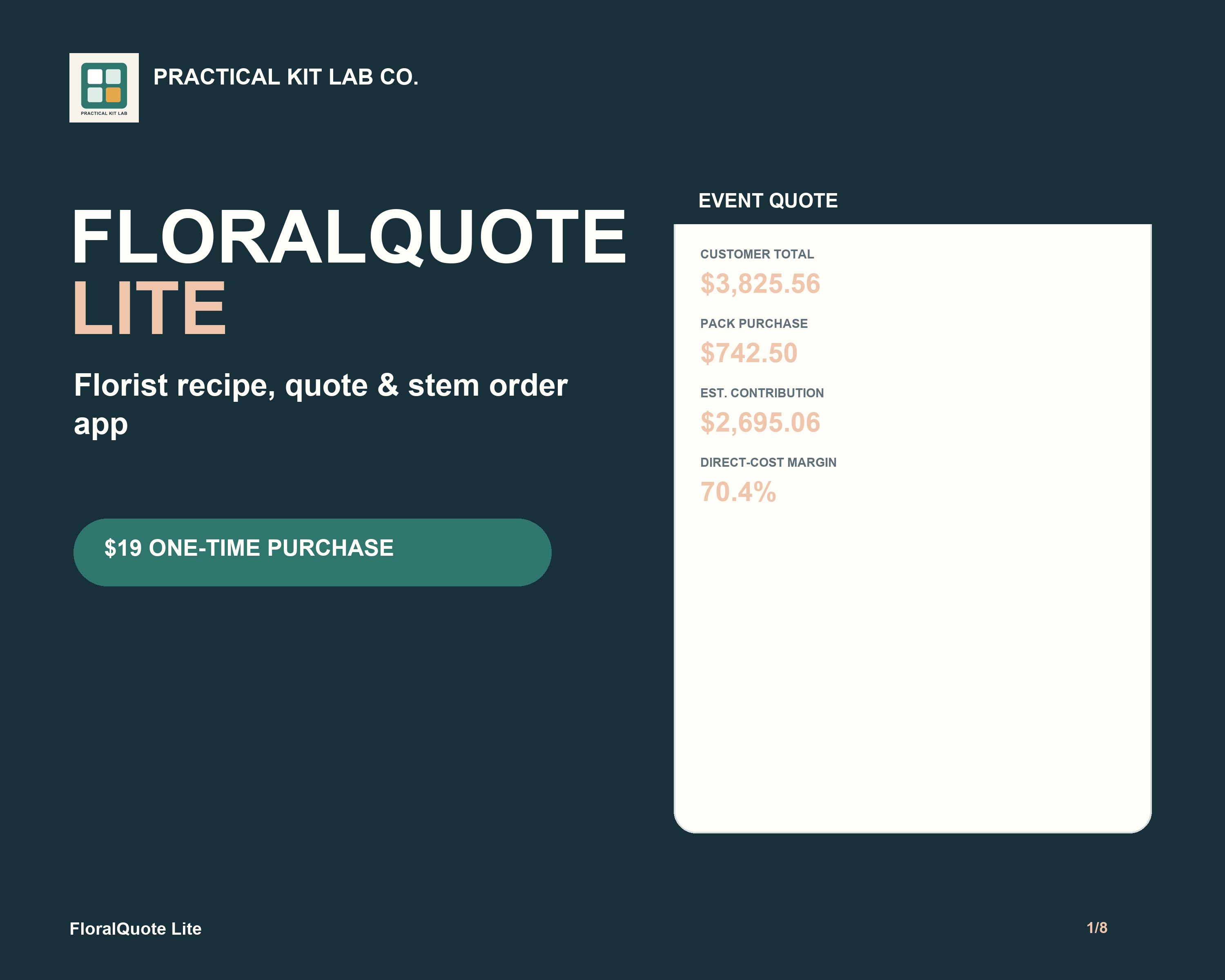 FloralQuote Lite floral pricing calculator and event quote app for independent florists